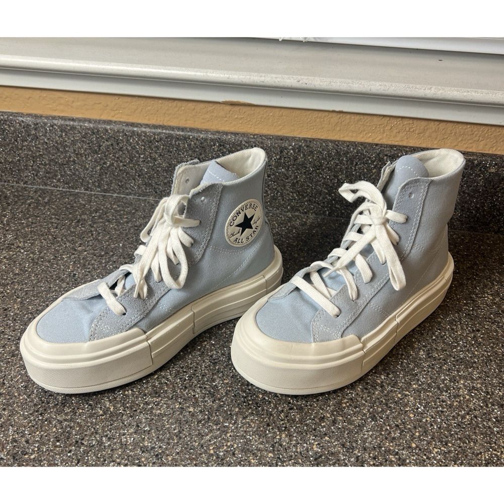 Converse All Star Platform Hi Top Womens Sz 6.5 Blue Canvas Sneaker Lace Up Shoe - Picture 3 of 11